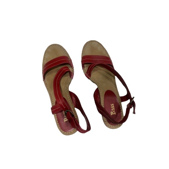 NEW Bass Flex Strappy Sandals Women's 9M Wedge Brick Red "Flirty" Style Leather - Picture 1 of 9